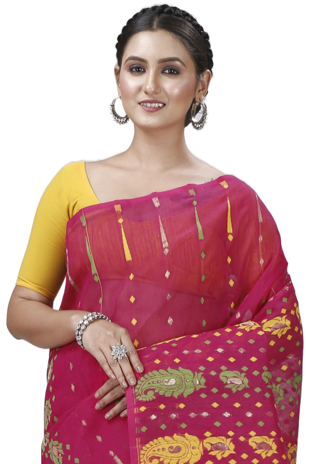 Maroon Pure Cotton Vani Jamdani Saree (1110)